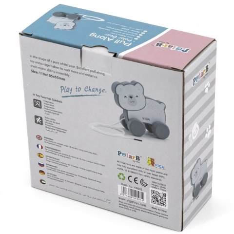 Viga Drewniany Miś Polarny do ciągnięcia - PolarB Viga Toys