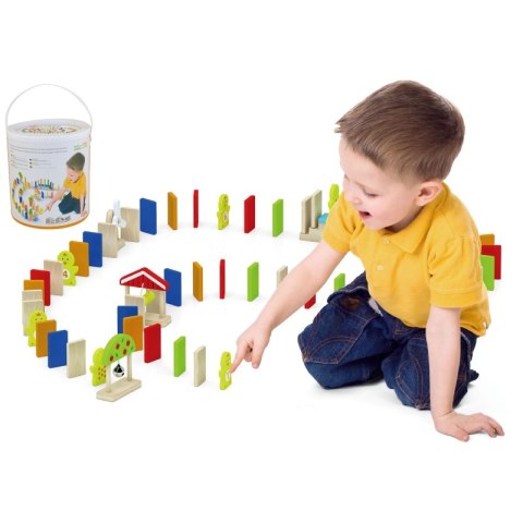 Viga Zestaw Drewniane Klocki Gra Domino Farma 116 Elementów Viga Toys