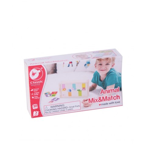 Classic World Drewniana Układanka Gra Domino - Zwierzątka 30 elementów Classic World