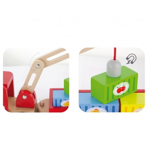 Drewniany Dźwig z kontenerami Viga Toys Viga Toys Drewniany Dźwig z kontenerami Viga Toys Viga Toys