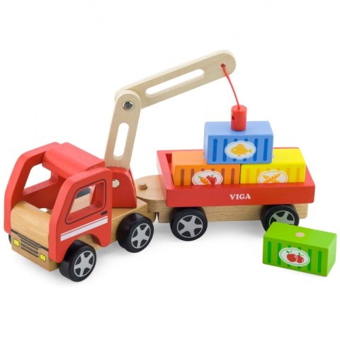 Drewniany Dźwig z kontenerami Viga Toys Viga Toys Drewniany Dźwig z kontenerami Viga Toys Viga Toys