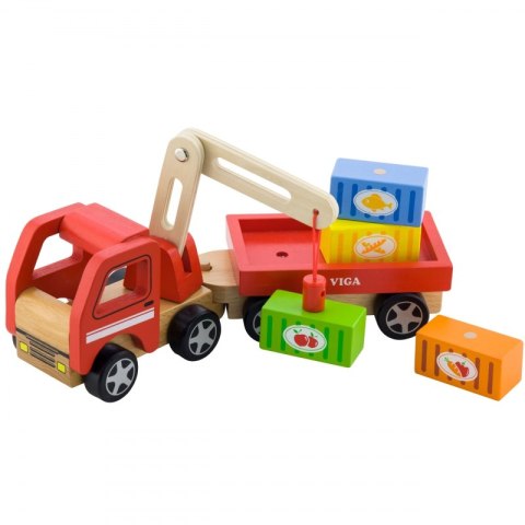 Drewniany Dźwig z kontenerami Viga Toys Viga Toys Drewniany Dźwig z kontenerami Viga Toys Viga Toys