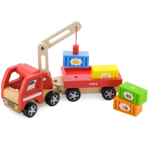 Drewniany Dźwig z kontenerami Viga Toys Viga Toys Drewniany Dźwig z kontenerami Viga Toys Viga Toys