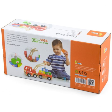 Drewniany Dźwig z kontenerami Viga Toys Viga Toys Drewniany Dźwig z kontenerami Viga Toys Viga Toys
