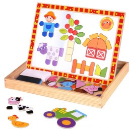 TOOKY TOY Drewniana Tablica Dwustronna Puzzle Układanka Magnetyczna Farma Tooky Toy