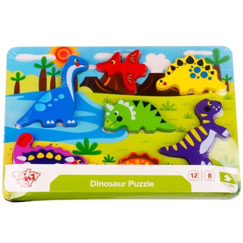 TOOKY TOY Grube Puzzle Dinozaury Dopasuj Kształty Tooky Toy