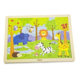 VIGA Drewniane Puzzle Safari 24 Elementy Viga Toys