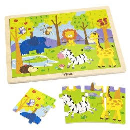 VIGA Drewniane Puzzle Safari 24 Elementy Viga Toys