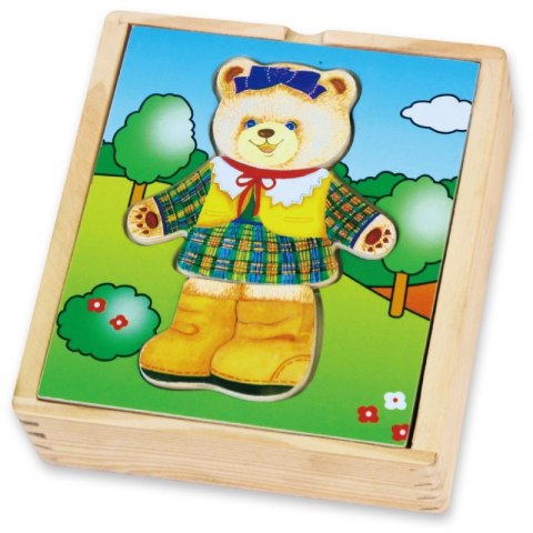 Viga Drewniana Układanka Logiczna Puzzle Ubierz Misia Dziewczynkę Viga Toys