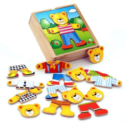 Viga Drewniane Puzzle Układanka Edukacyjna Ubierz Misia Chłopca Viga Toys