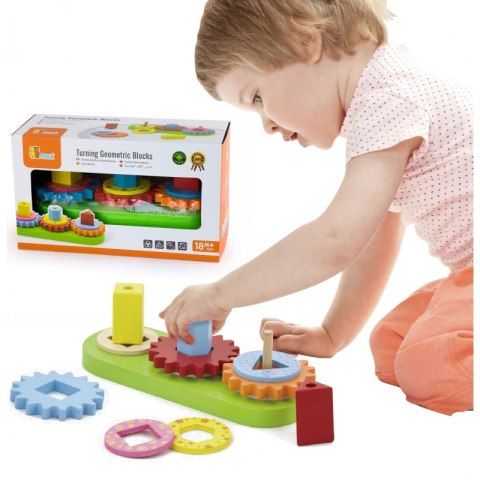 Viga Drewniany Edukacyjny Sorter Kształtów Kolorów i Wzorów Viga Toys