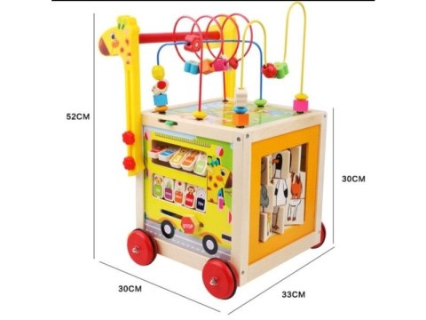 Chodzik pchacz drewniany, wózek kostka edukacyjna 10w1 Chodzik pchacz drewniany, wózek kostka edukacyjna 10w1