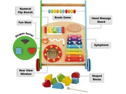 Chodzik pchacz drewniany wózek panel edukacyjny z cymbałkami