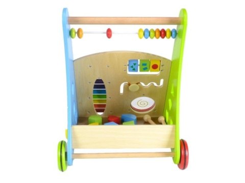 Chodzik pchacz drewniany wózek panel edukacyjny z cymbałkami Chodzik pchacz drewniany wózek panel edukacyjny z cymbałkami