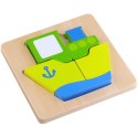 TOOKY TOY Puzzle Układanka Grube Klocki Statek 6 el. Woopie