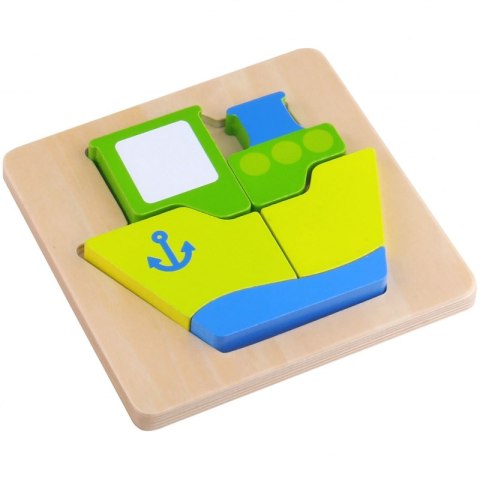 TOOKY TOY Puzzle Układanka Grube Klocki Statek 6 el. Woopie