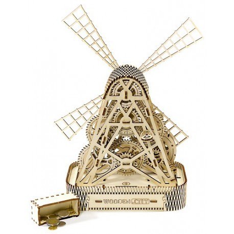 Drewniane puzzle mechaniczne 3d wooden.city - wiatrak Wooden City Drewniane puzzle mechaniczne 3d wooden.city - wiatrak Wooden City