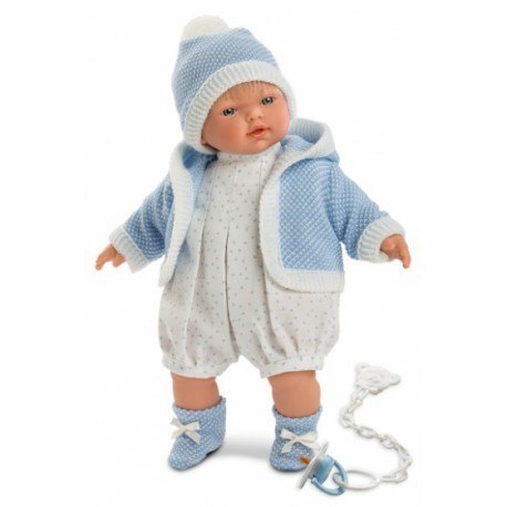 Hiszpańska lalka chłopiec roberto w czapce - płacze 33cm Llorens Hiszpańska lalka chłopiec roberto w czapce - płacze 33cm Llorens