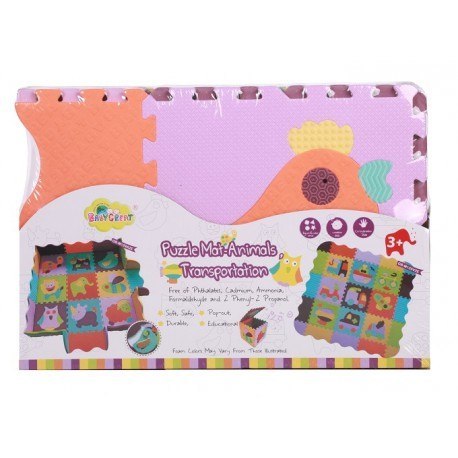 Piankowe puzzle podłogowe wesołe zoo z obrzeżem - 77 elementów Baby Great Piankowe puzzle podłogowe wesołe zoo z obrzeżem - 77 elementów Baby Great