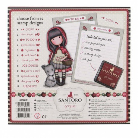 Zestaw, notes i stemple - gorjuss - little red riding hood Santoro London Zestaw, notes i stemple - gorjuss - little red riding hood Santoro London
