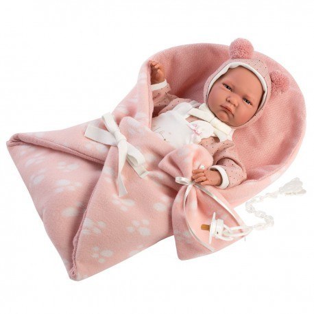 Hiszpańska lalka bobas dziewczynka 42cm z kocykiem - płacząca Llorens Hiszpańska lalka bobas dziewczynka 42cm z kocykiem - płacząca Llorens