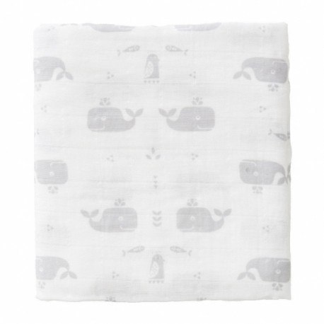 Fresk pieluszki muślinowe zestaw 2 szt. 70 x 60 cm wieloryb dawn grey FRESK Fresk pieluszki muślinowe zestaw 2 szt. 70 x 60 cm wieloryb dawn grey FRESK