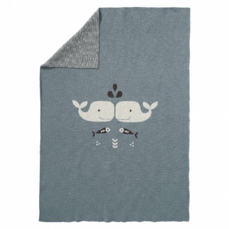 Fresk tkany kocyk z bawełny organicznej 80 x 100 cm wieloryb FRESK Fresk tkany kocyk z bawełny organicznej 80 x 100 cm wieloryb FRESK