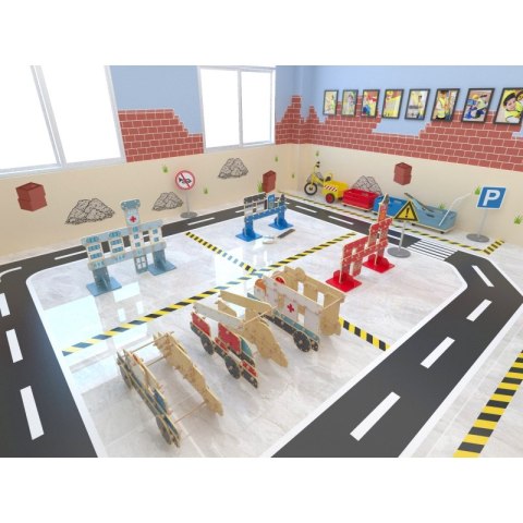 CLASSIC WORLD Ogromne Klocki Konstrukcyjne Drewniane Zestaw Pojazdy Karetka Classic World