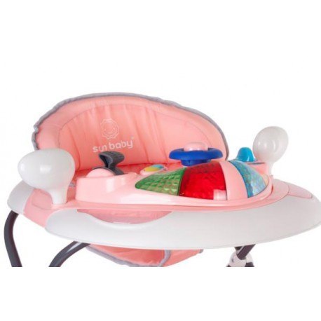 Chodzik kołyska z kierownicą - różowo szary Sun BABY Chodzik kołyska z kierownicą - różowo szary Sun BABY