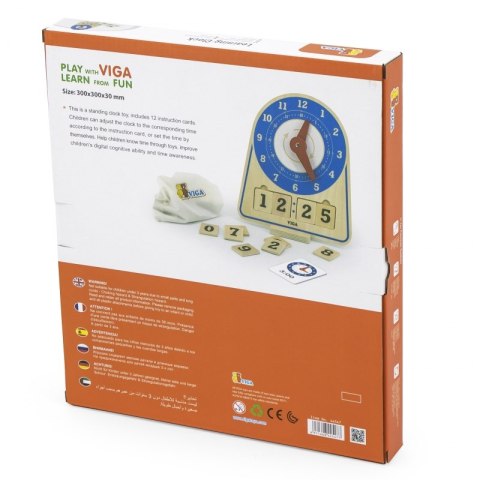 VIGA Drewniany Zegar Nauka Zegara Czasu Viga Toys
