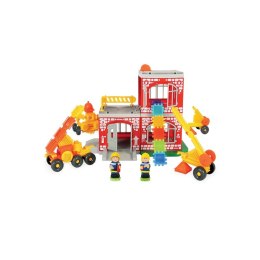 MOCHTOYS Klocki Jeżyki Pin Bricks STRAŻ POŻARNA w Kartonie 100 el. + 2 Figurki Mochtoys