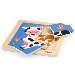 VIGA Poręczne Drewniane Puzzle Krówka Viga Toys