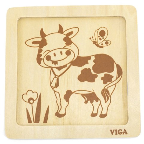 VIGA Poręczne Drewniane Puzzle Krówka Viga Toys