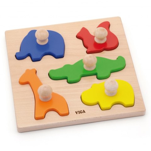 Viga Drewniane Puzzle z Pinezkami Zwierzęta Viga Toys