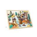 TOOKY TOY Puzzle z Ramką i Woreczkiem Alpejskie Zwierzęta i Krajobraz 49 el. Tooky Toy