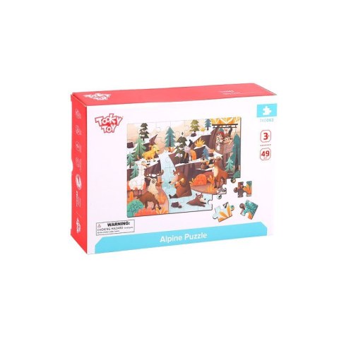 TOOKY TOY Puzzle z Ramką i Woreczkiem Alpejskie Zwierzęta i Krajobraz 49 el. Tooky Toy TOOKY TOY Puzzle z Ramką i Woreczkiem Alpejskie Zwierzęta i Krajobraz 49 el. Tooky Toy
