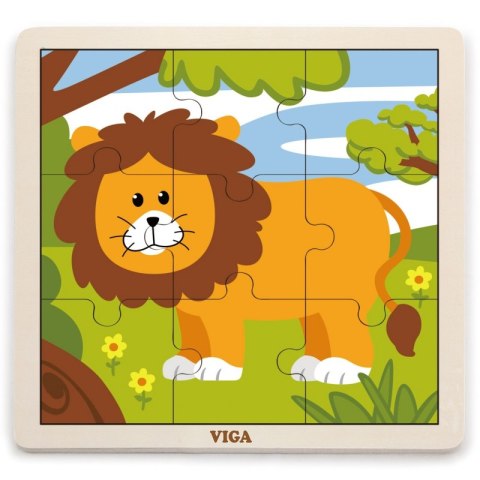 VIGA Poręczne Drewniane Puzzle Lew 9 elementów Viga Toys