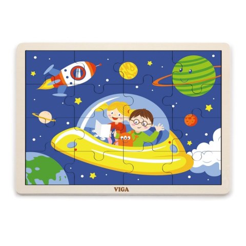 VIGA Drewniane Puzzle Podróż w Kosmos 16 elementów Viga Toys VIGA Drewniane Puzzle Podróż w Kosmos 16 elementów Viga Toys