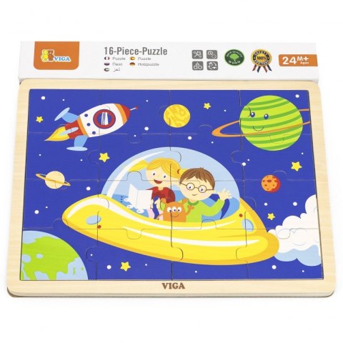 VIGA Drewniane Puzzle Podróż w Kosmos 16 elementów Viga Toys VIGA Drewniane Puzzle Podróż w Kosmos 16 elementów Viga Toys