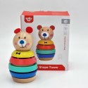 TOOKY TOY Drewniana Układanka Piramidka Kształty Miś 11 el. Woopie