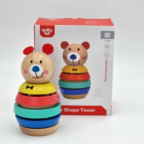 TOOKY TOY Drewniana Układanka Piramidka Kształty Miś 11 el. Woopie