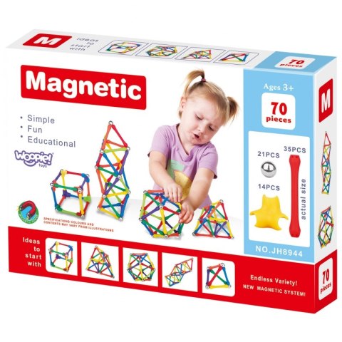 WOOPIE Klocki Magnetyczne Konstrukcyjne Układanka Kreatywna 70 el. Woopie