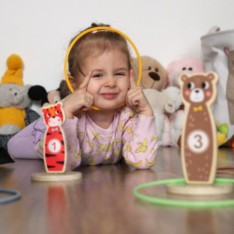 Tooky Toy Drewniana Gra Zręcznościowa Rzut do Celu Zwierzątka 15 el. Tooky Toy