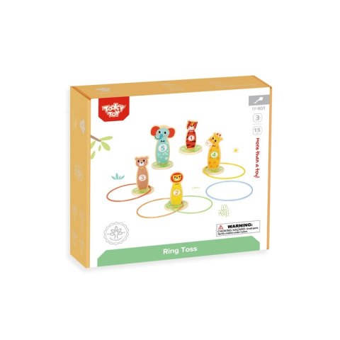 Tooky Toy Drewniana Gra Zręcznościowa Rzut do Celu Zwierzątka 15 el. Tooky Toy