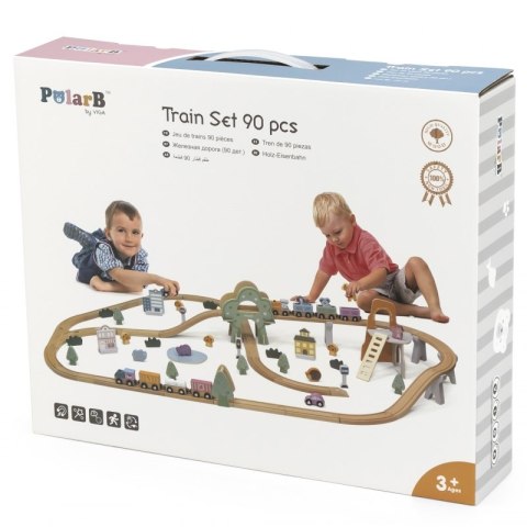 VIGA PolarB Drewniana kolejka dla dzieci Pociąg Tor 90 elementów Viga Toys VIGA PolarB Drewniana kolejka dla dzieci Pociąg Tor 90 elementów Viga Toys