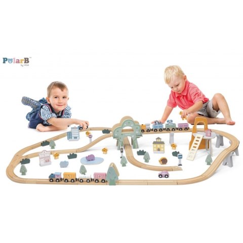 VIGA PolarB Drewniana kolejka dla dzieci Pociąg Tor 90 elementów Viga Toys VIGA PolarB Drewniana kolejka dla dzieci Pociąg Tor 90 elementów Viga Toys