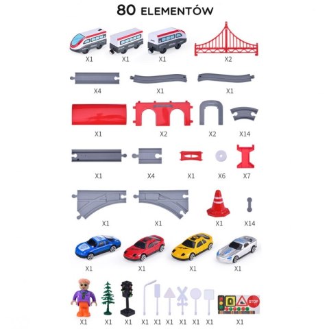 WOOPIE Kolejka Elektryczna Tor Most Tunel 80 el. Woopie WOOPIE Kolejka Elektryczna Tor Most Tunel 80 el. Woopie