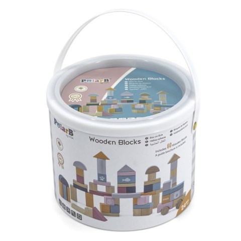 Zestaw drewnianych klocków w wiaderku - 60 elementów - Viga PolarB Viga Toys Zestaw drewnianych klocków w wiaderku - 60 elementów - Viga PolarB Viga Toys