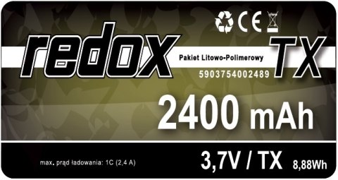 Redox 2400 mAh 3,7V JR (MT44) - pakiet LiPo TX Redox Redox 2400 mAh 3,7V JR (MT44) - pakiet LiPo TX Redox