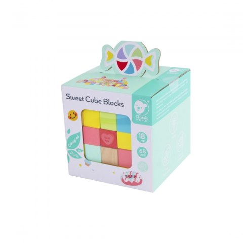 CLASSIC WORLD Drewniane Klocki Słodkości Układanka Nauka Liczenia i Liter 68 el. Classic World